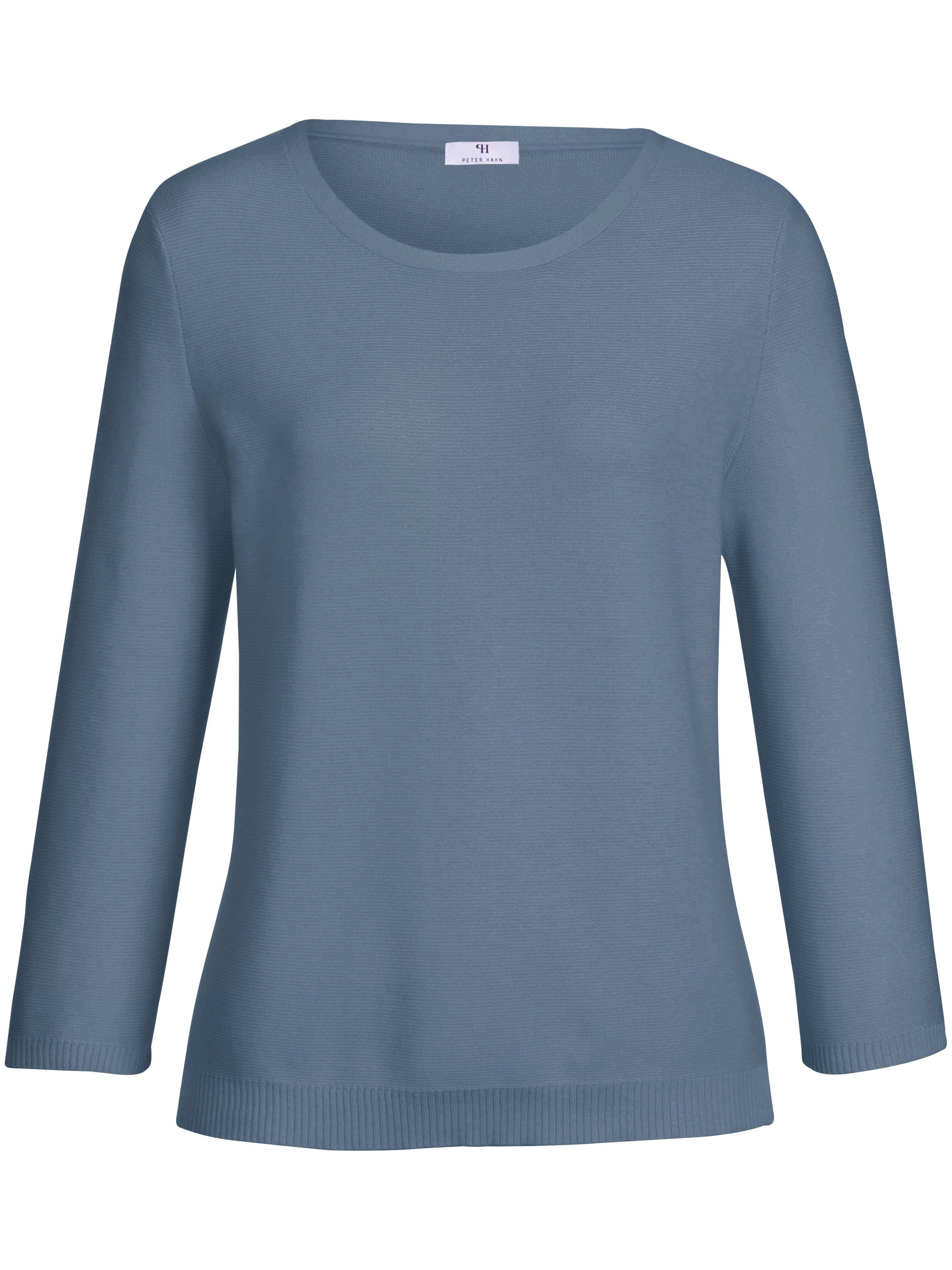 Thumbnail - Peter Hahn - Rundhals-Pullover mit 3/4-Arm aus 100% SUPIMA®-Bau, blau, Gr. 38 / S - Baumwolle