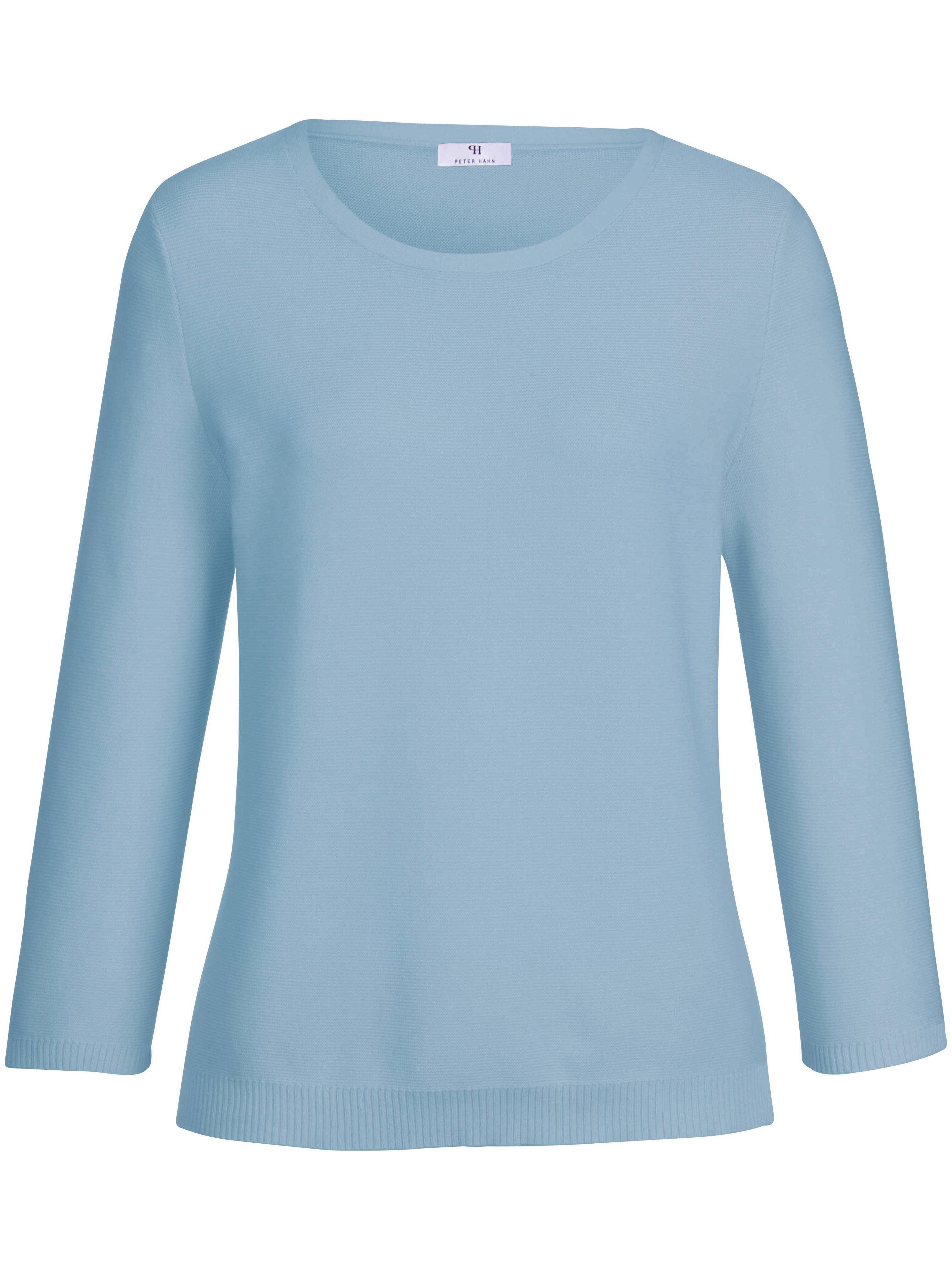 Rundhals-Pullover 3/4-Arm aus 100% SUPIMA®-Bau Peter Hahn blau günstig online kaufen