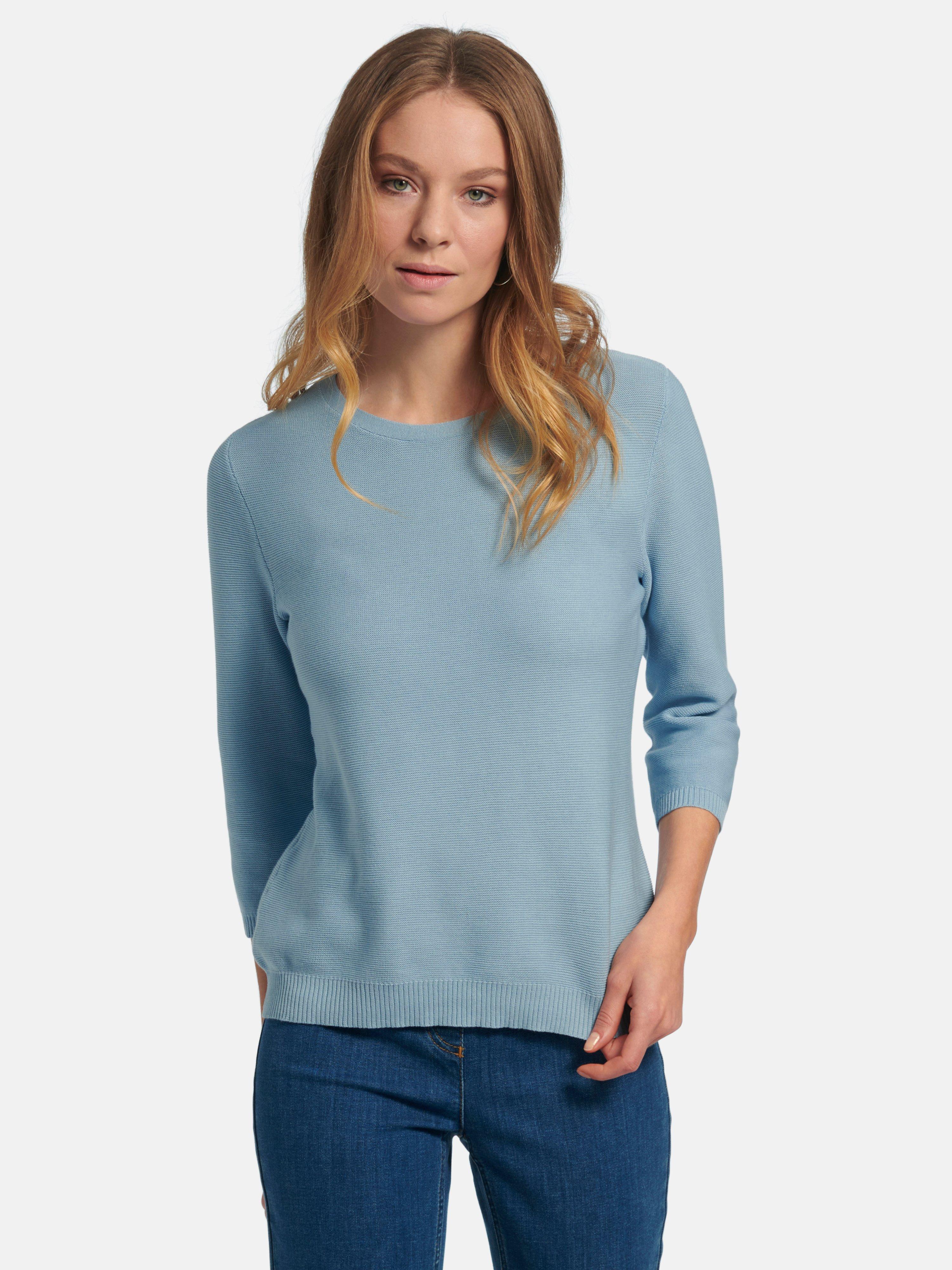 Peter Hahn - Rundhals-Pullover mit 3/4-Arm aus 100% SUPIMA®-Bau