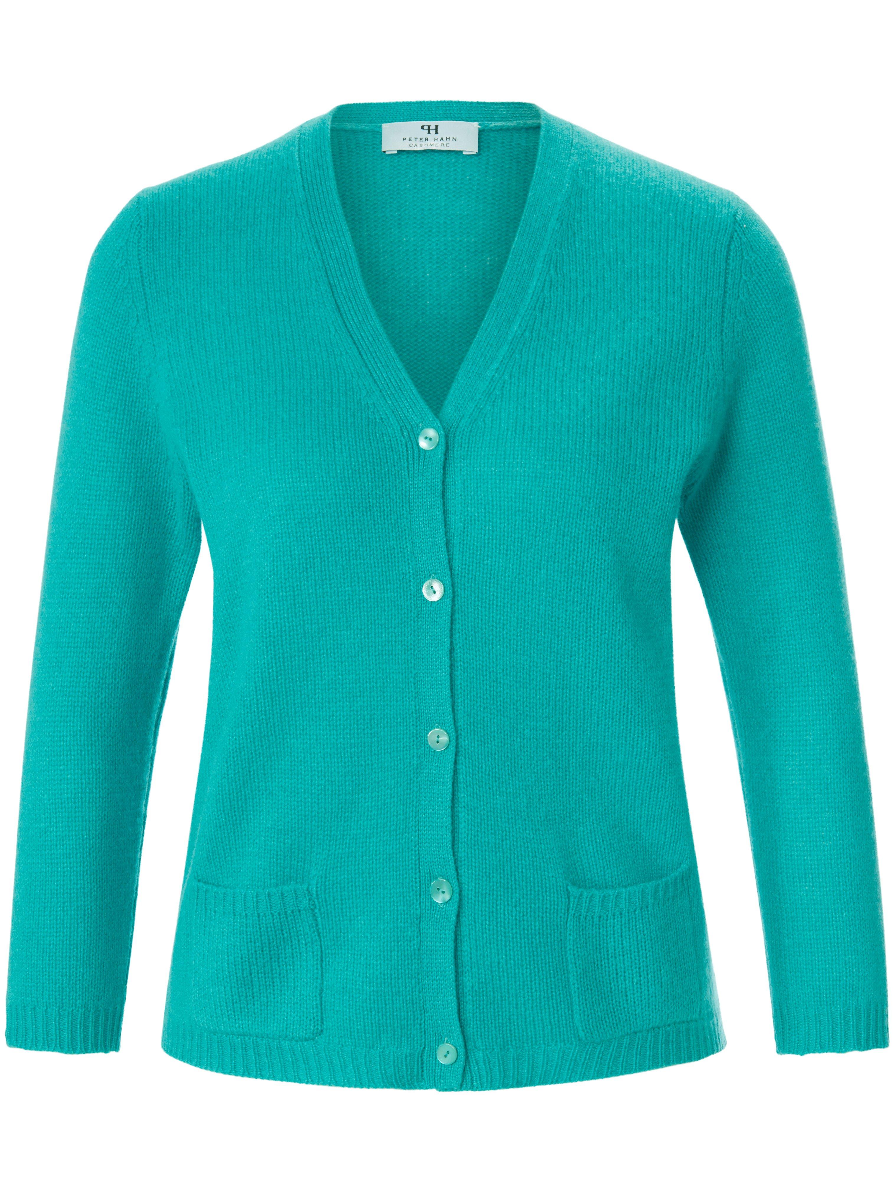 Strickjacke aus 100% Premium-Kaschmir Peter Hahn Cashmere türkis günstig online kaufen