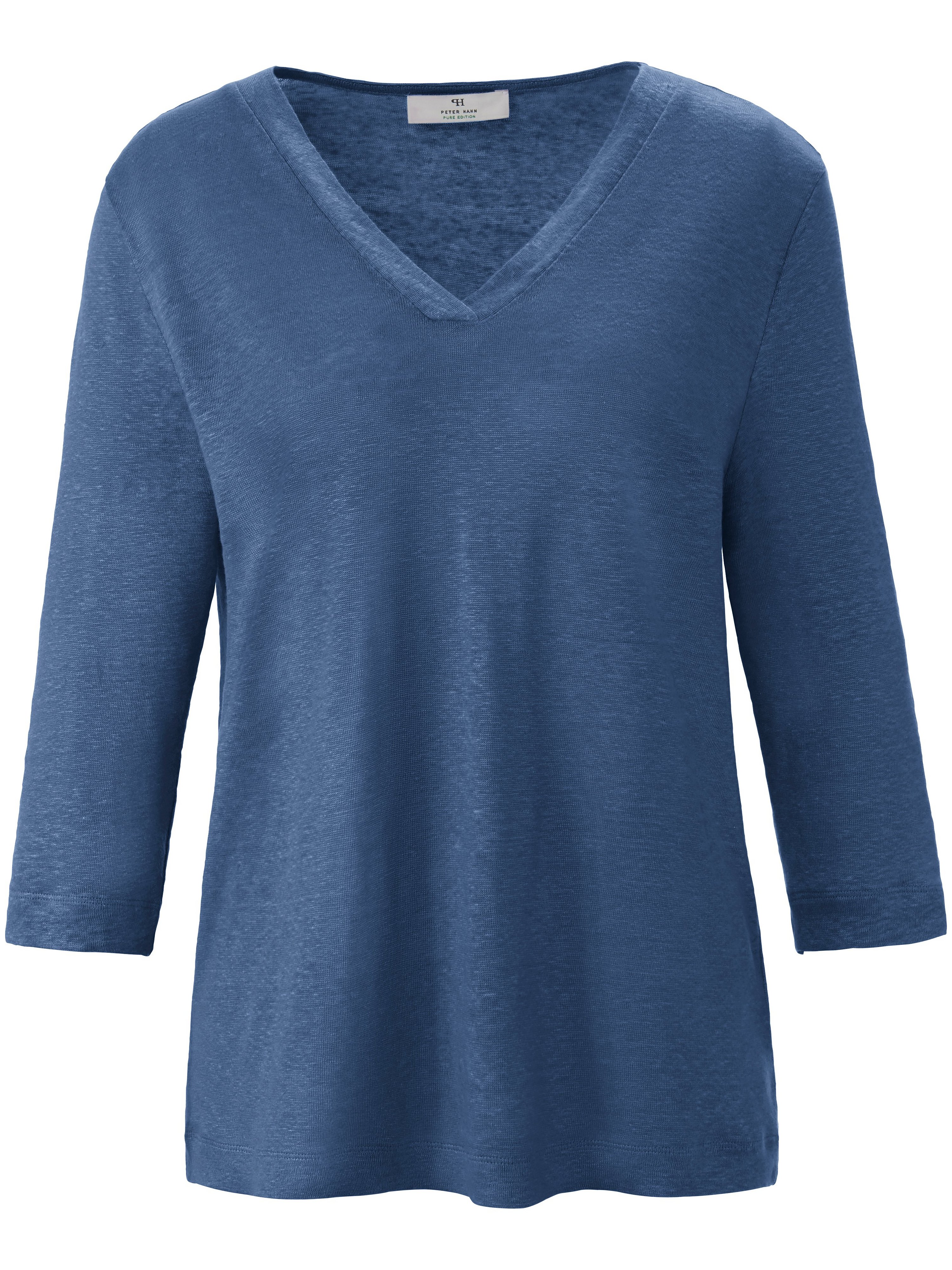 Shirt 100% linnen V-hals Van PETER HAHN PURE EDITION blauw