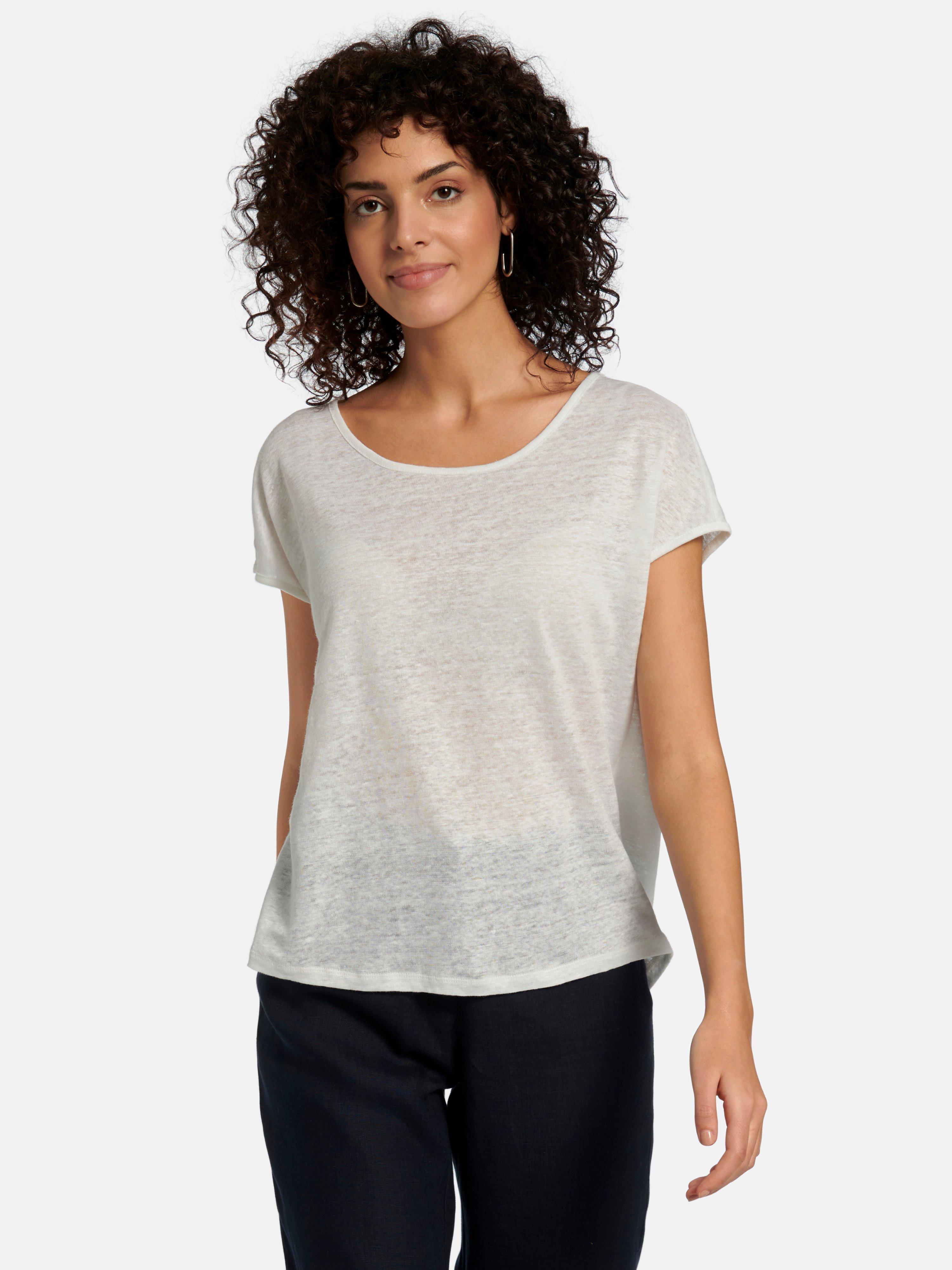 PETER HAHN PURE EDITION - Shirt van 100% linnen met ronde hals