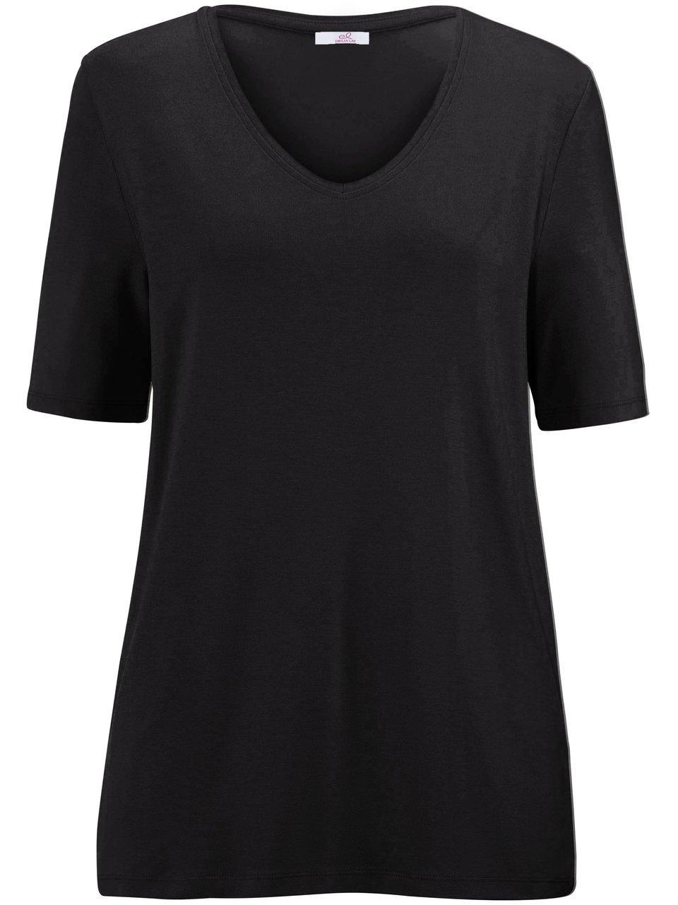 Shirt gerundetem V-Ausschnitt Emilia Lay schwarz günstig online kaufen
