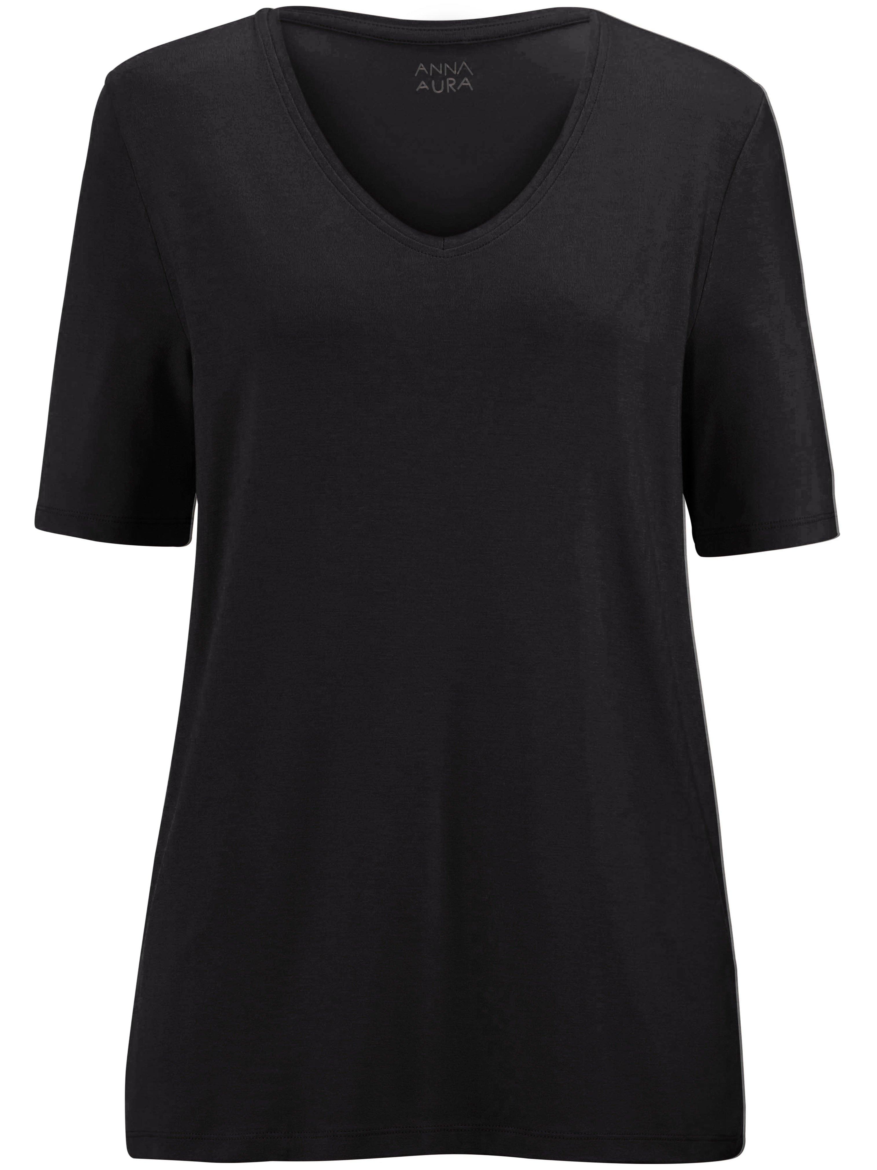 Shirt gerundetem V-Ausschnitt Anna Aura schwarz günstig online kaufen