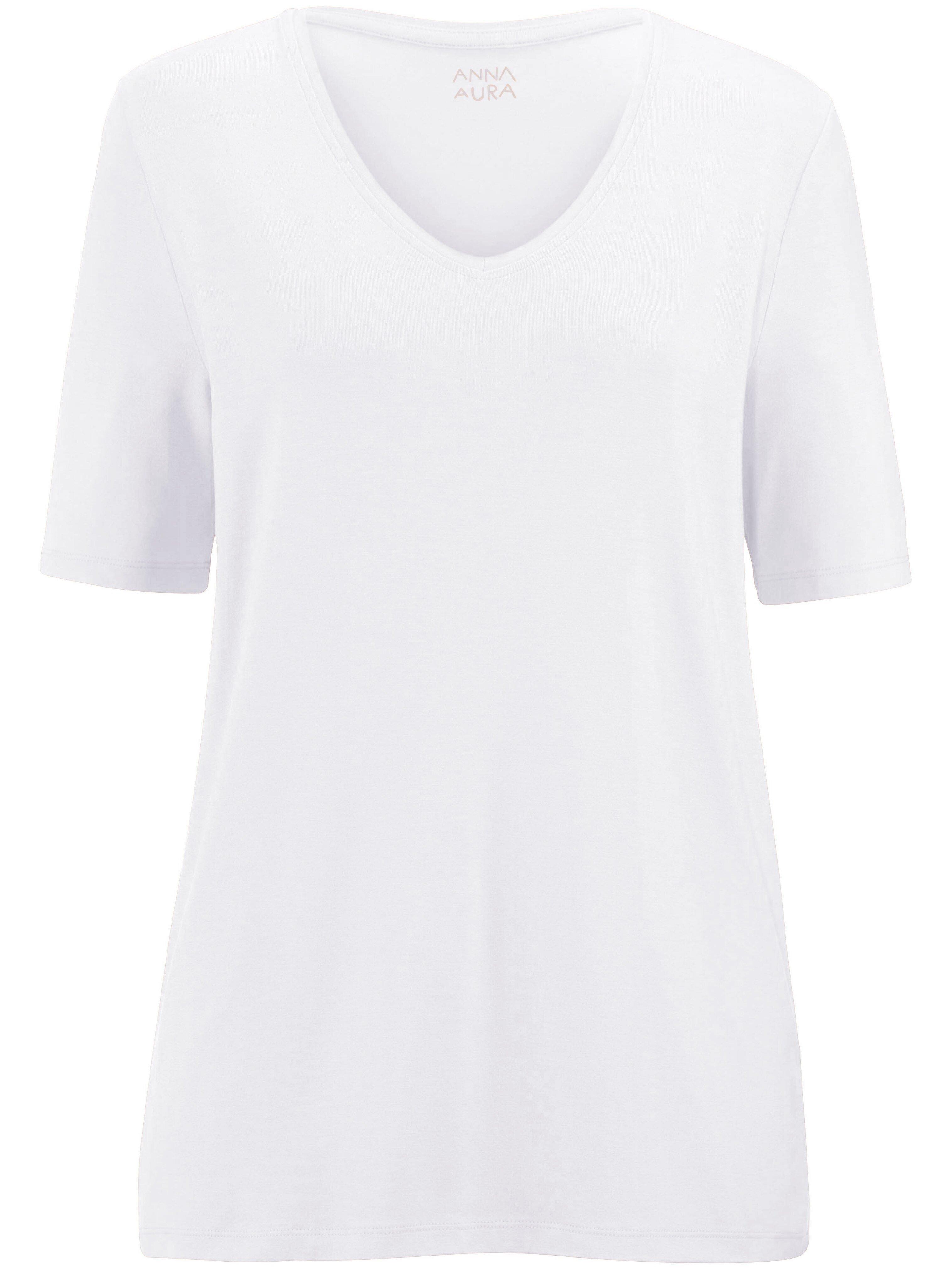 Shirt gerundetem V-Ausschnitt Anna Aura weiss günstig online kaufen