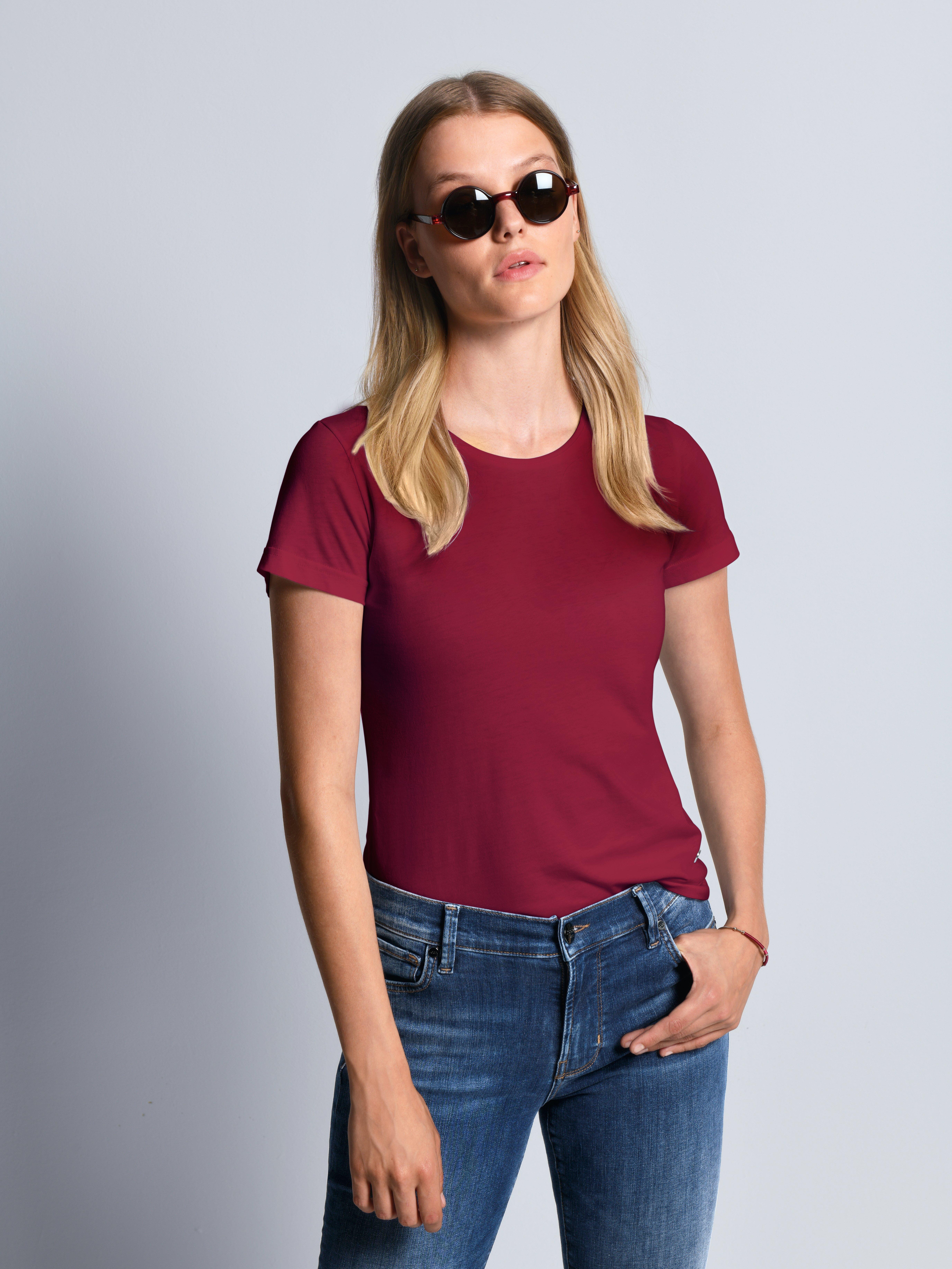 Shirt model Anni 100% katoen ronde hals Van Bogner rood
