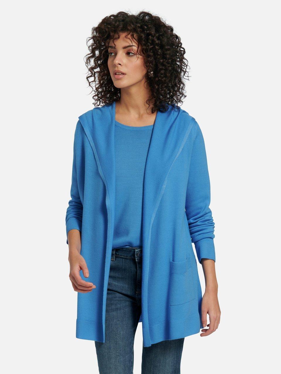 PETER HAHN PURE EDITION Strickjacke mit Kapuze Azur