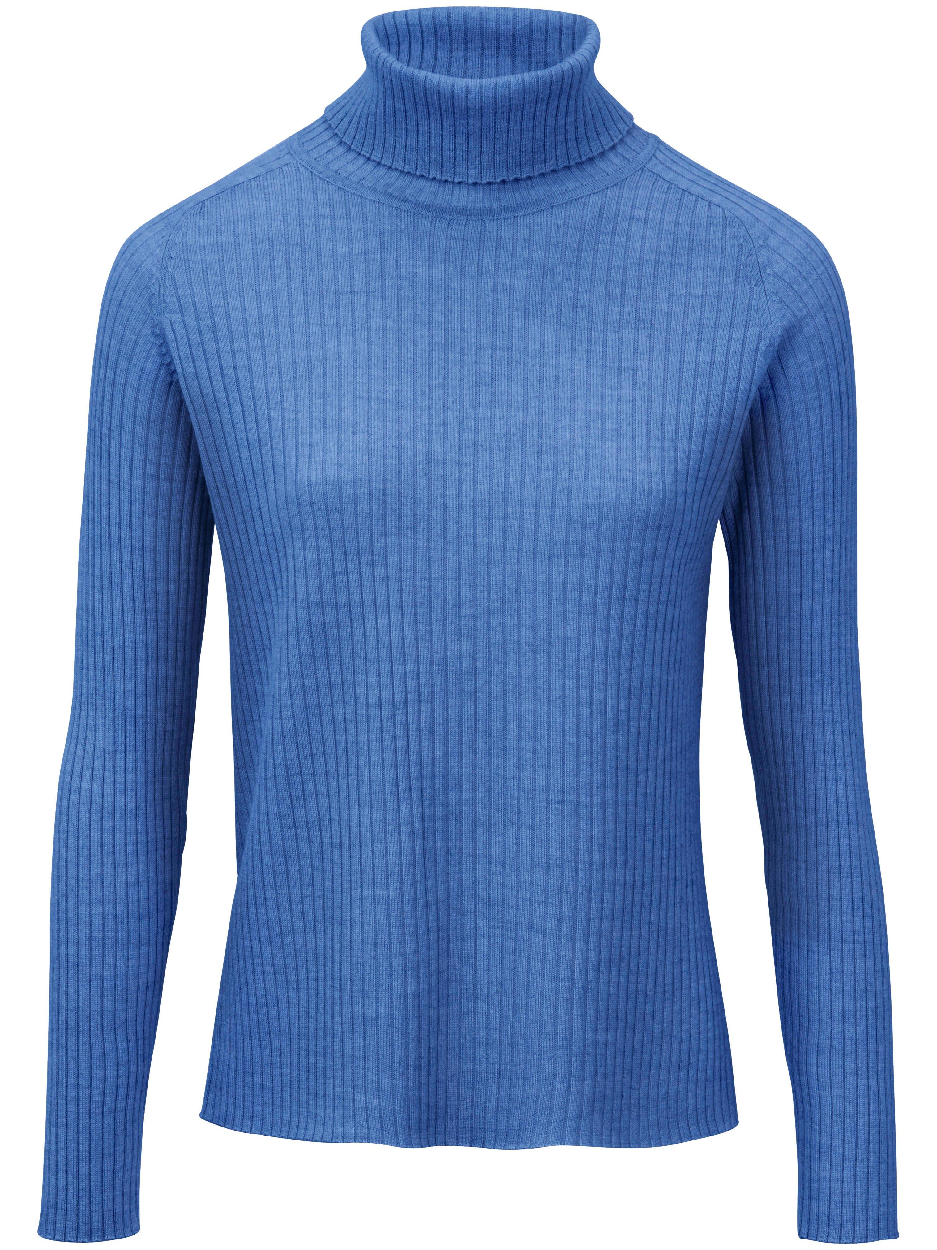 Rollkragen-Pullover aus 100% Schurwolle-Merino Peter Hahn blau günstig online kaufen