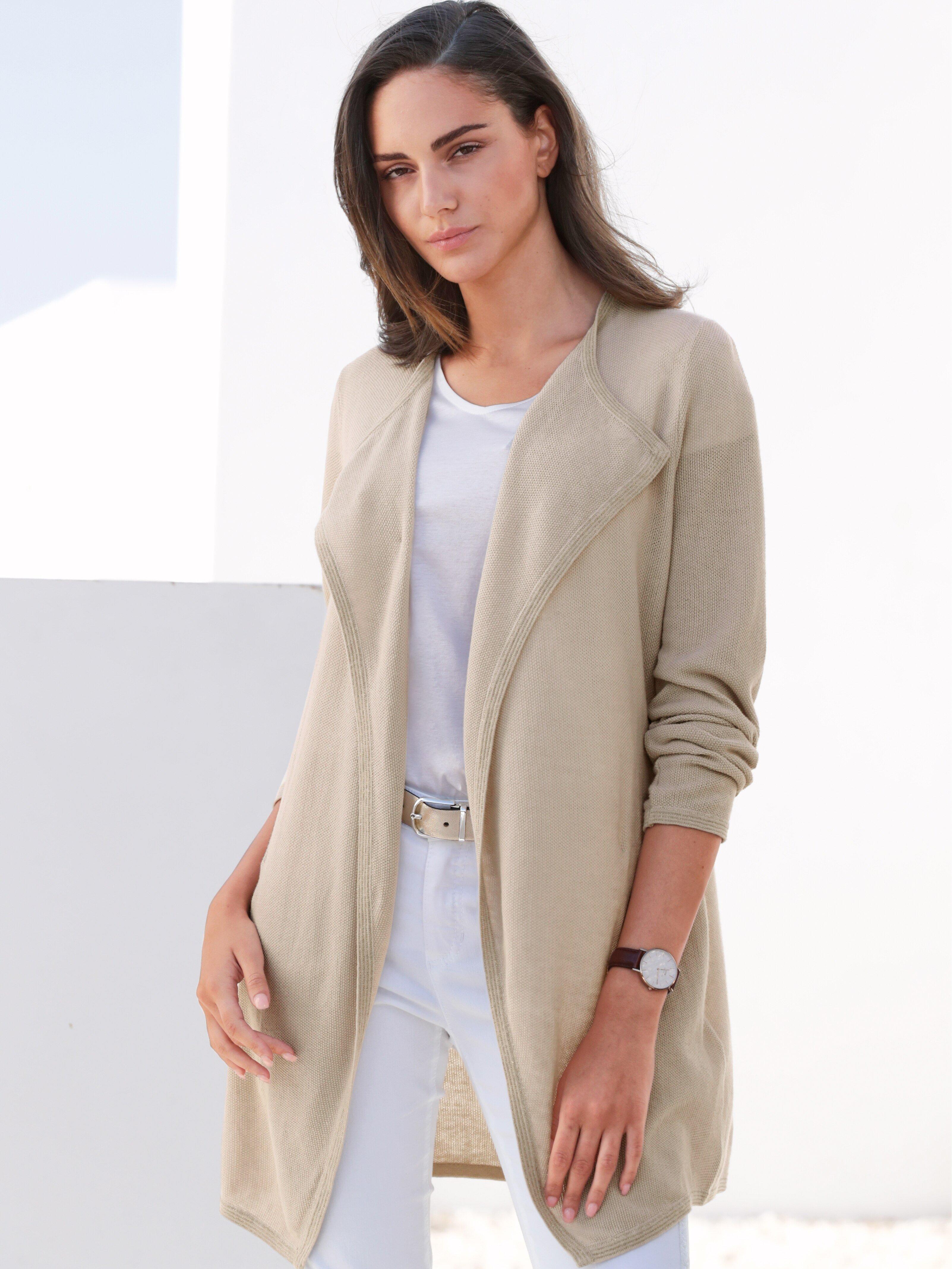 MYBC - Long-Strickjacke mit feinen Glitzer-Streifen