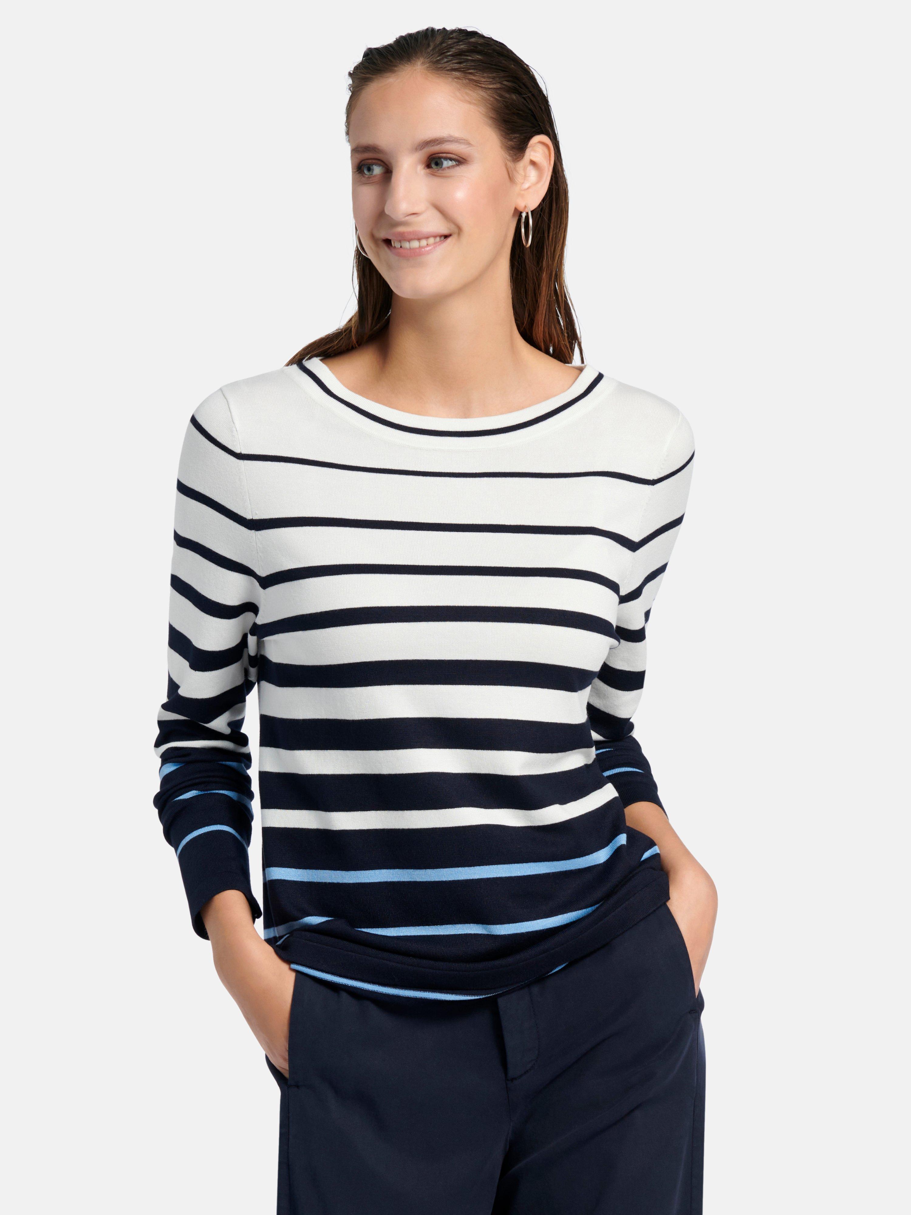 Gerry Weber Rundhals Pullover Weiss Multicolor