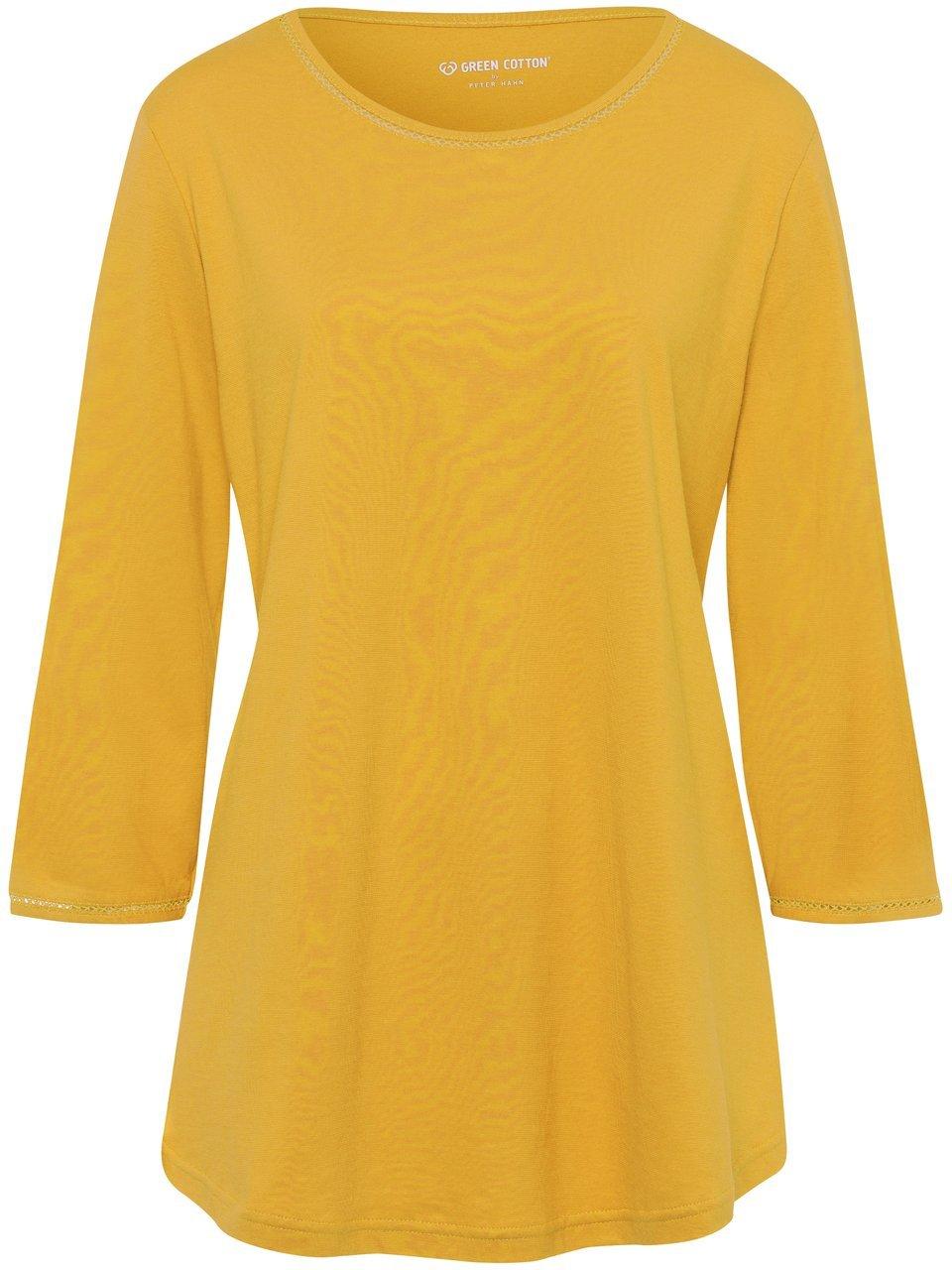 Shirt 100% katoen ronde hals Van Green Cotton geel