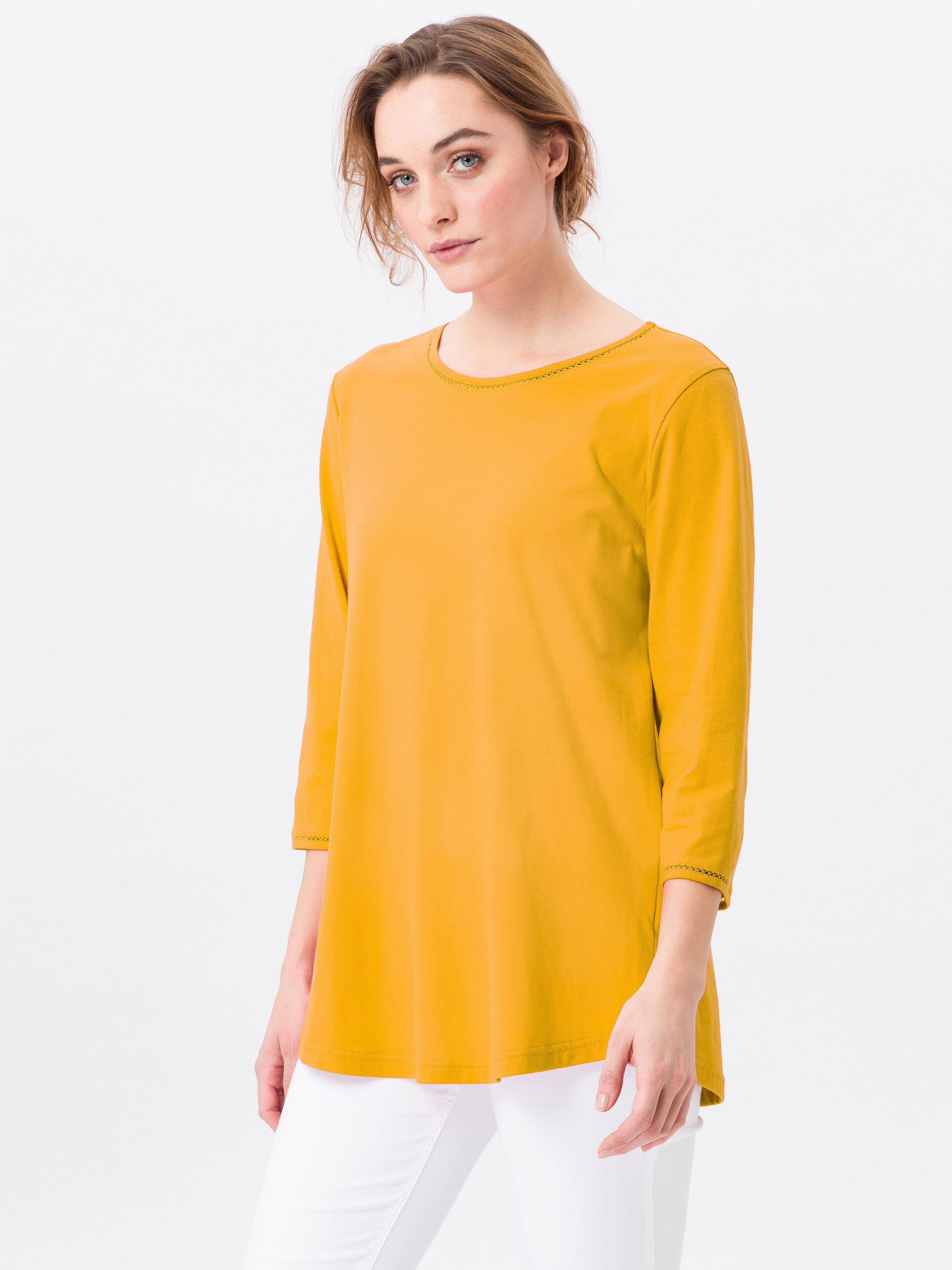 Green Cotton - Round-neck top in 100% cotton - maize yellow
