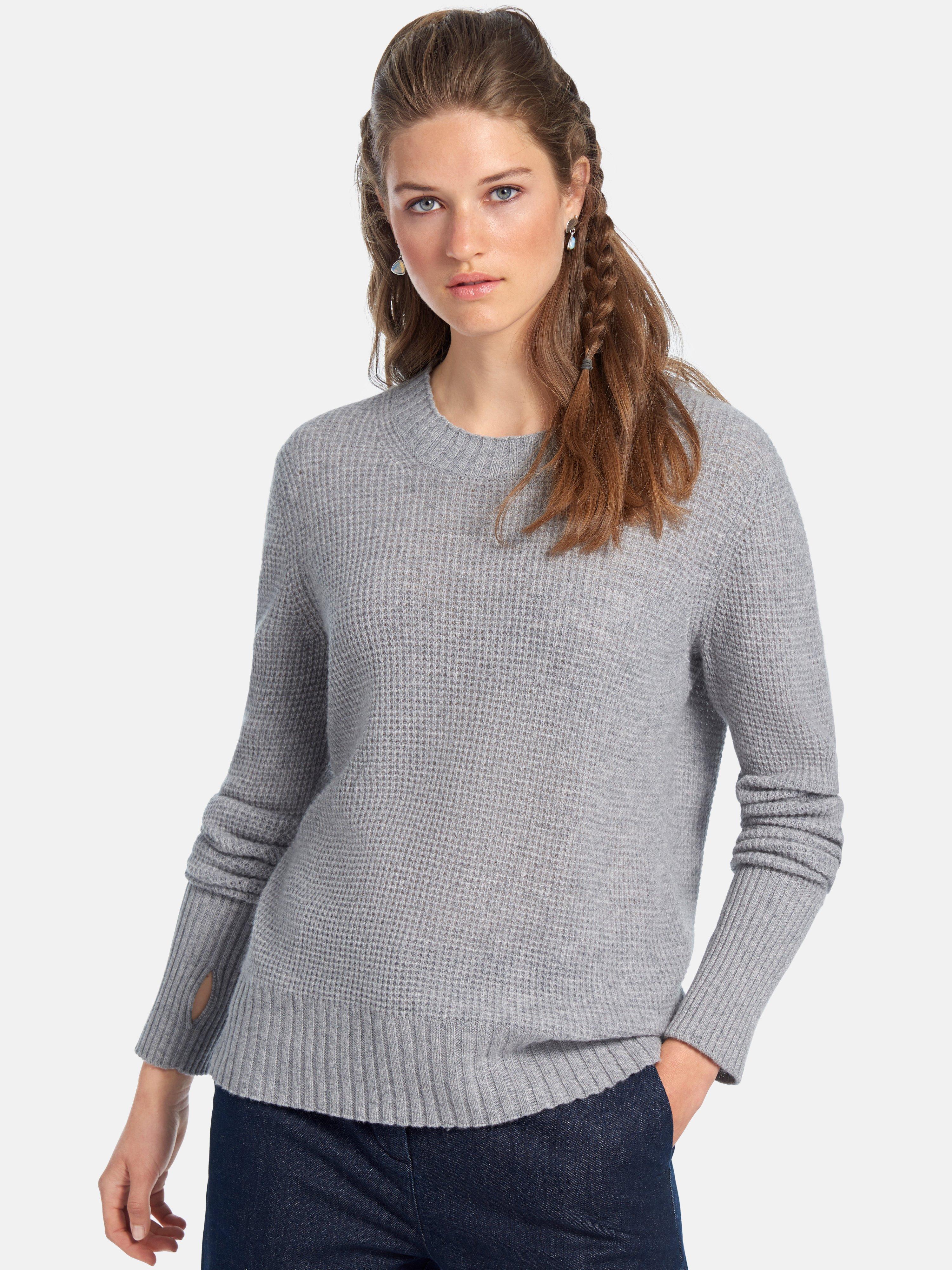 FLUFFY EARS - Rundhals-Pullover aus 100% Premium-Kaschmir