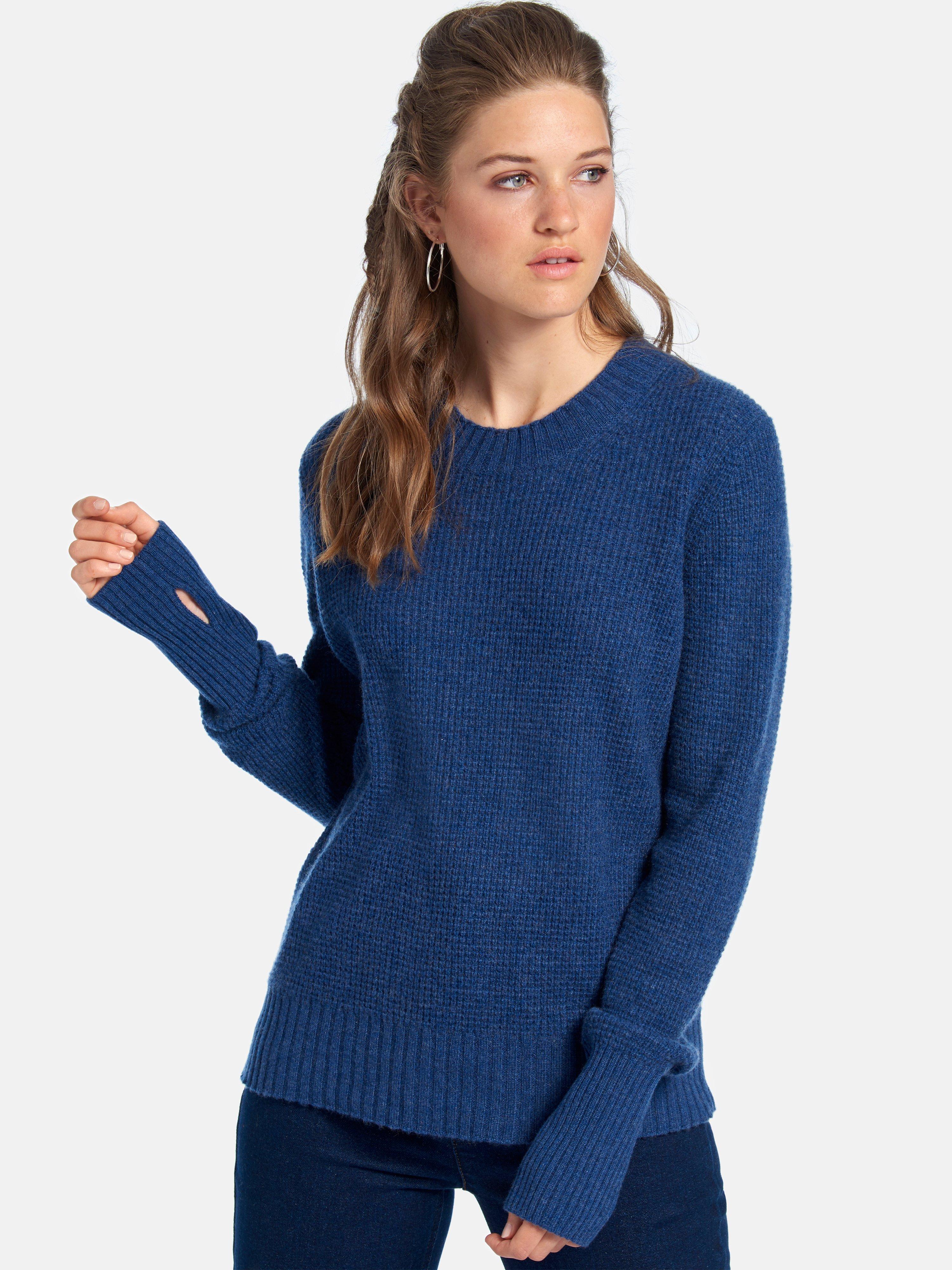 FLUFFY EARS - Rundhals-Pullover aus 100% Premium-Kaschmir