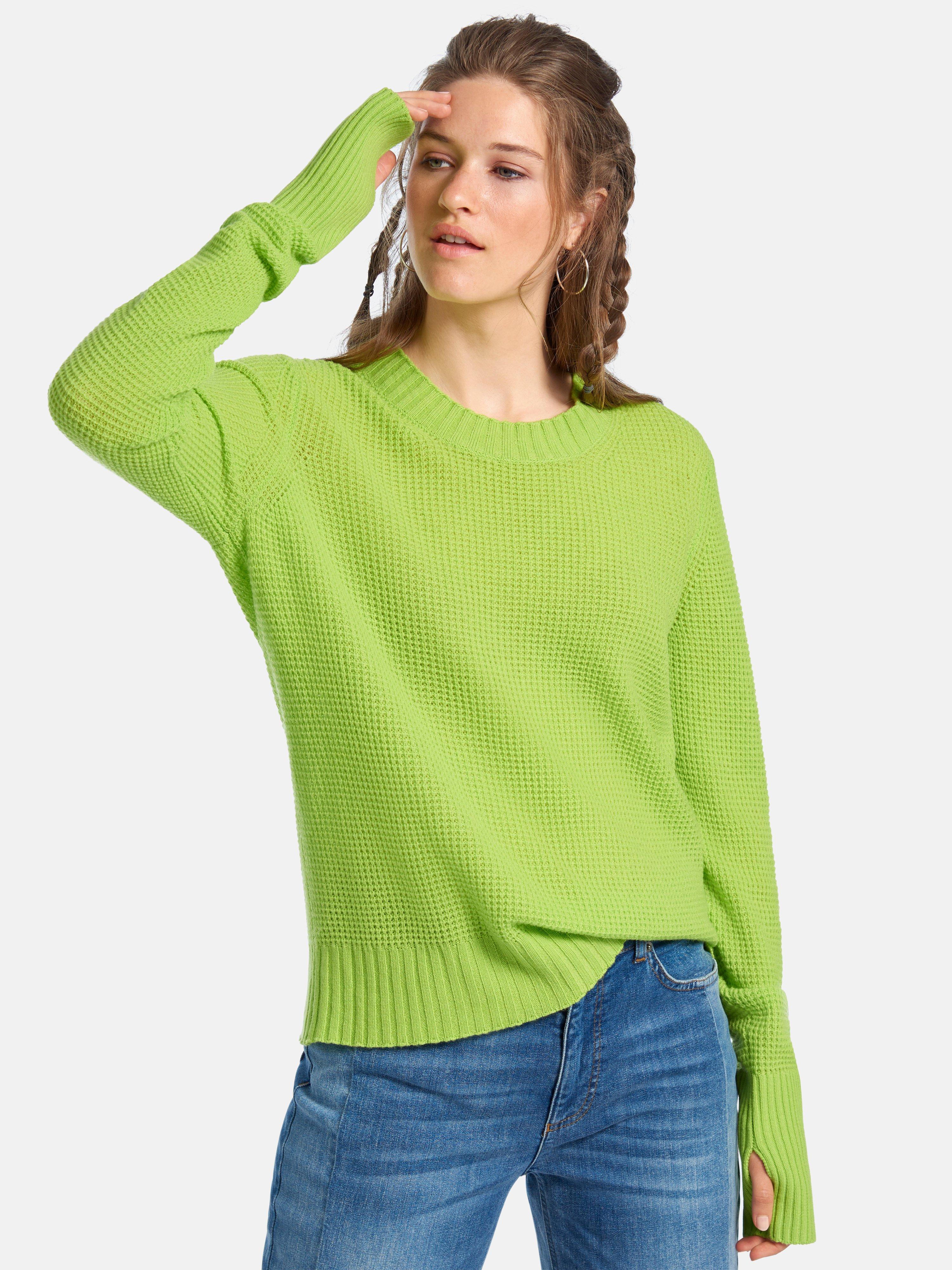 FLUFFY EARS - Rundhals-Pullover aus 100% Premium-Kaschmir
