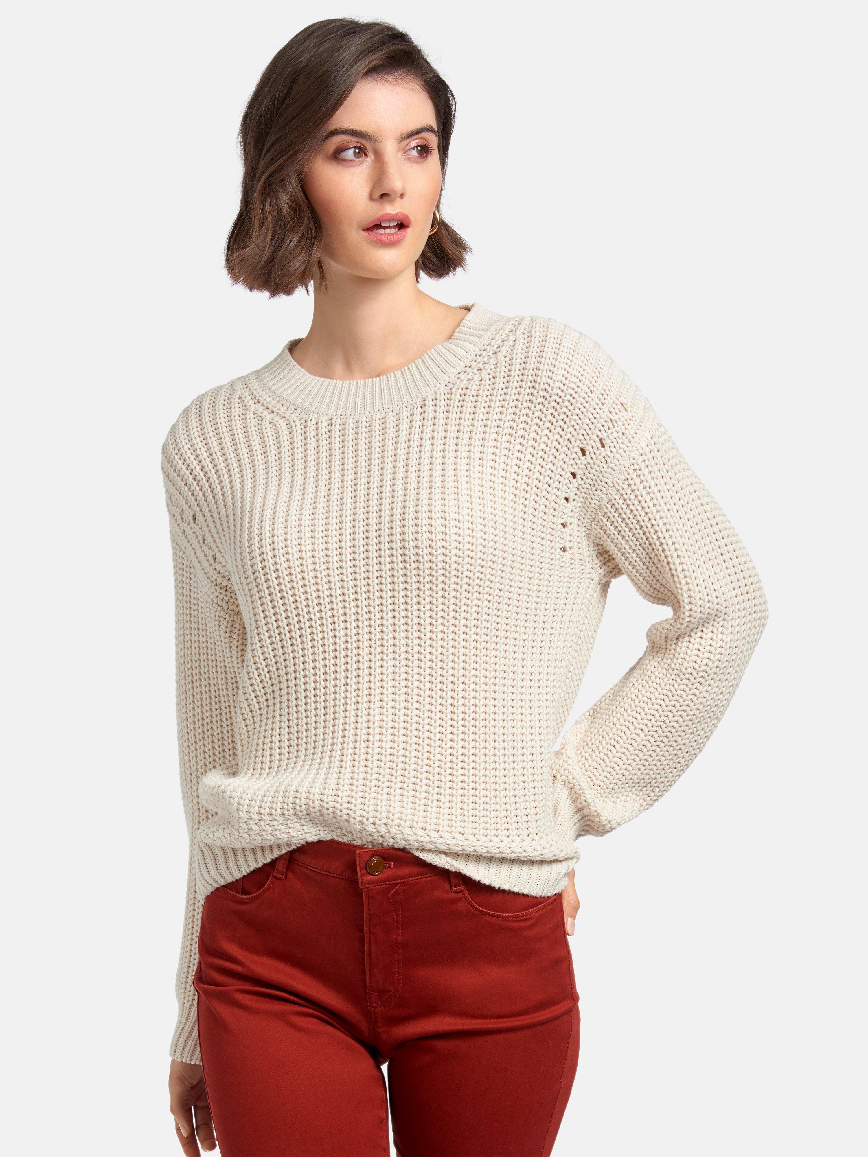MYBC - Round neck jumper with long sleeves - off-white