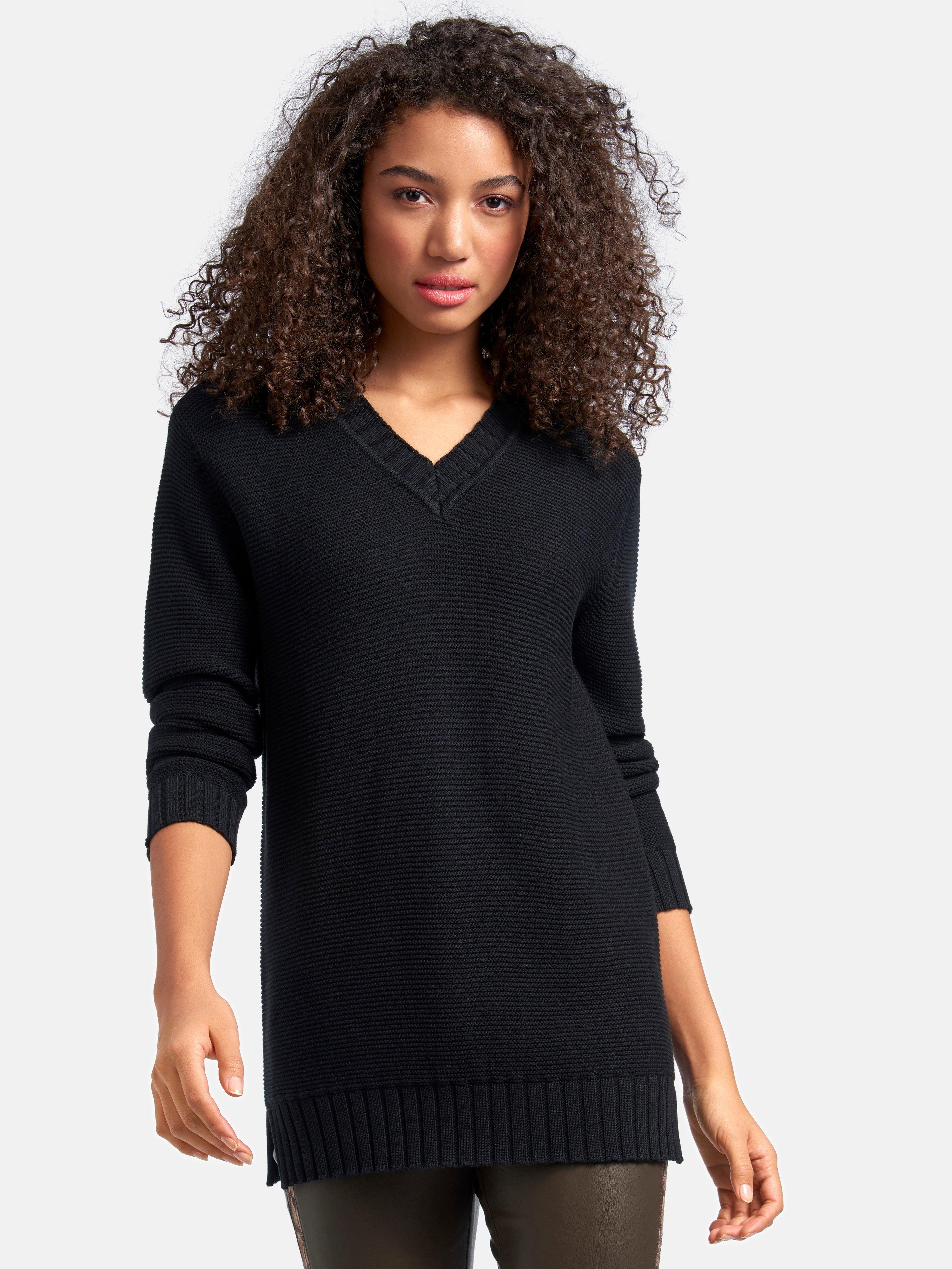 Peter Hahn Lange Zwarte Trui Met V Hals Peter Hahn Sale Dames Truien