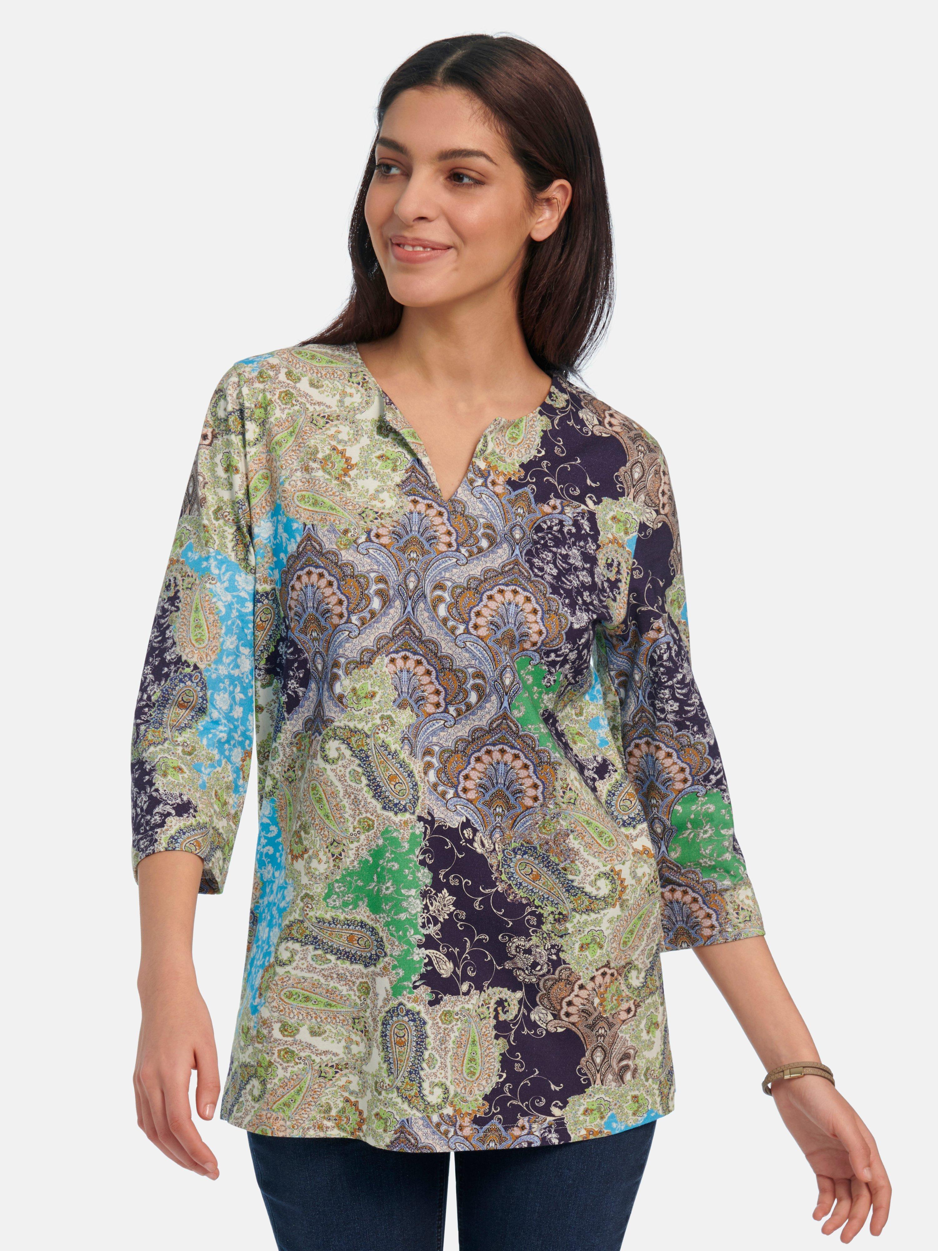 Green Cotton - Splitneck-Shirt mit 3/4-Arm