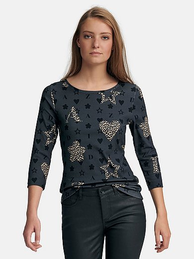 ZAIDA - Top with 3/4-length sleeves and boat neck