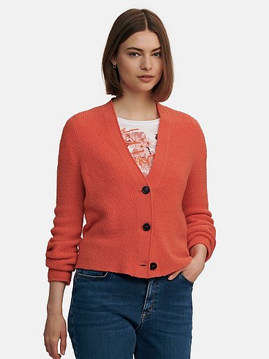 Marc Cain - Rib knit cardigan with V-neck - coral