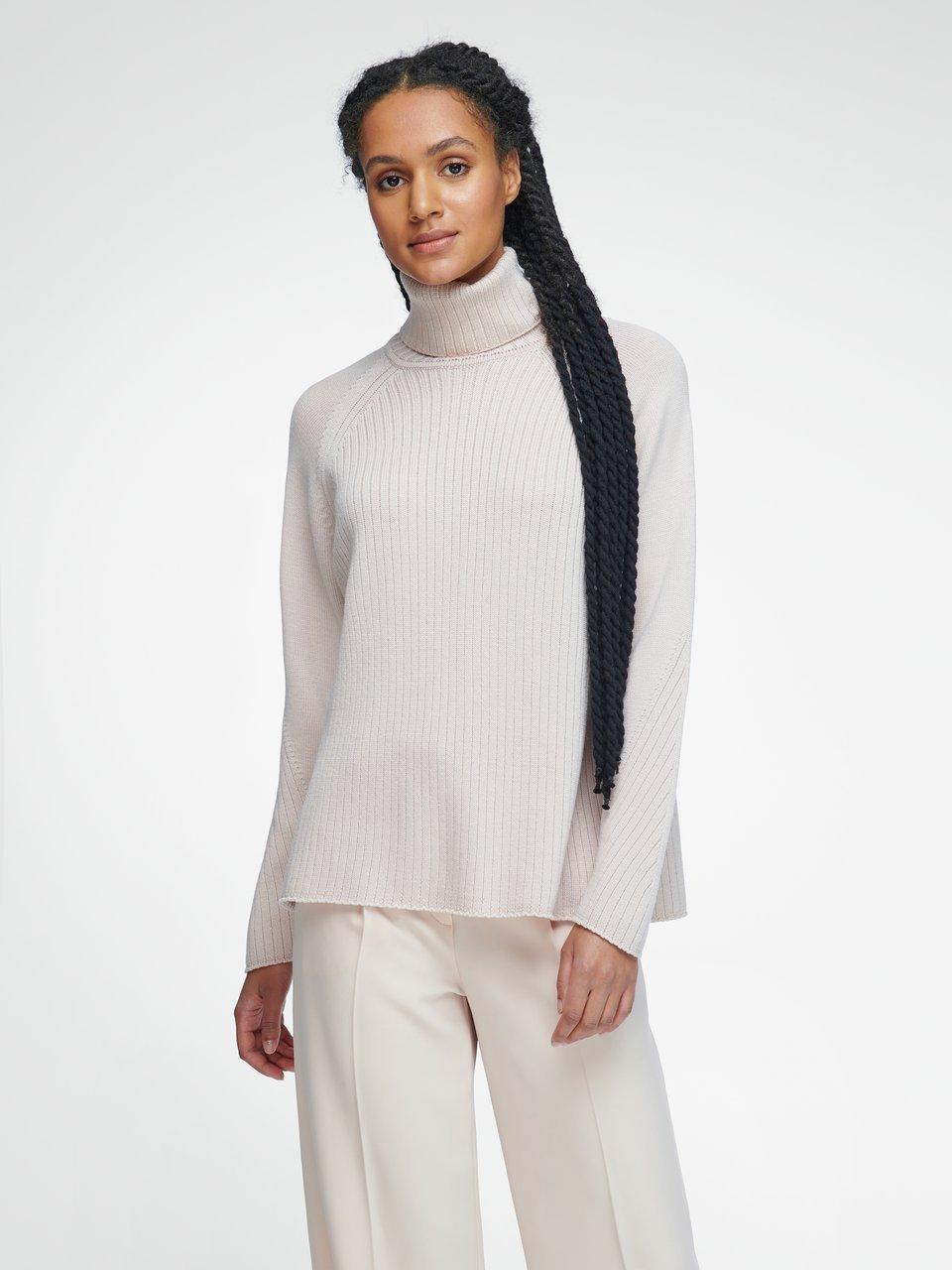 white ribbed high neck jumper