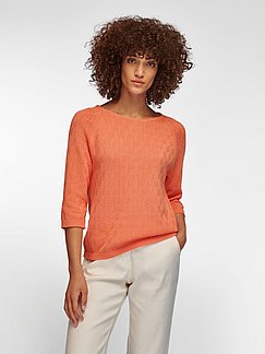 Damen Bekleidung Pullover und Strickwaren Pullover Peter Hahn Rundhals-pullover aus 100% supima®-baumwolle in Orange 
