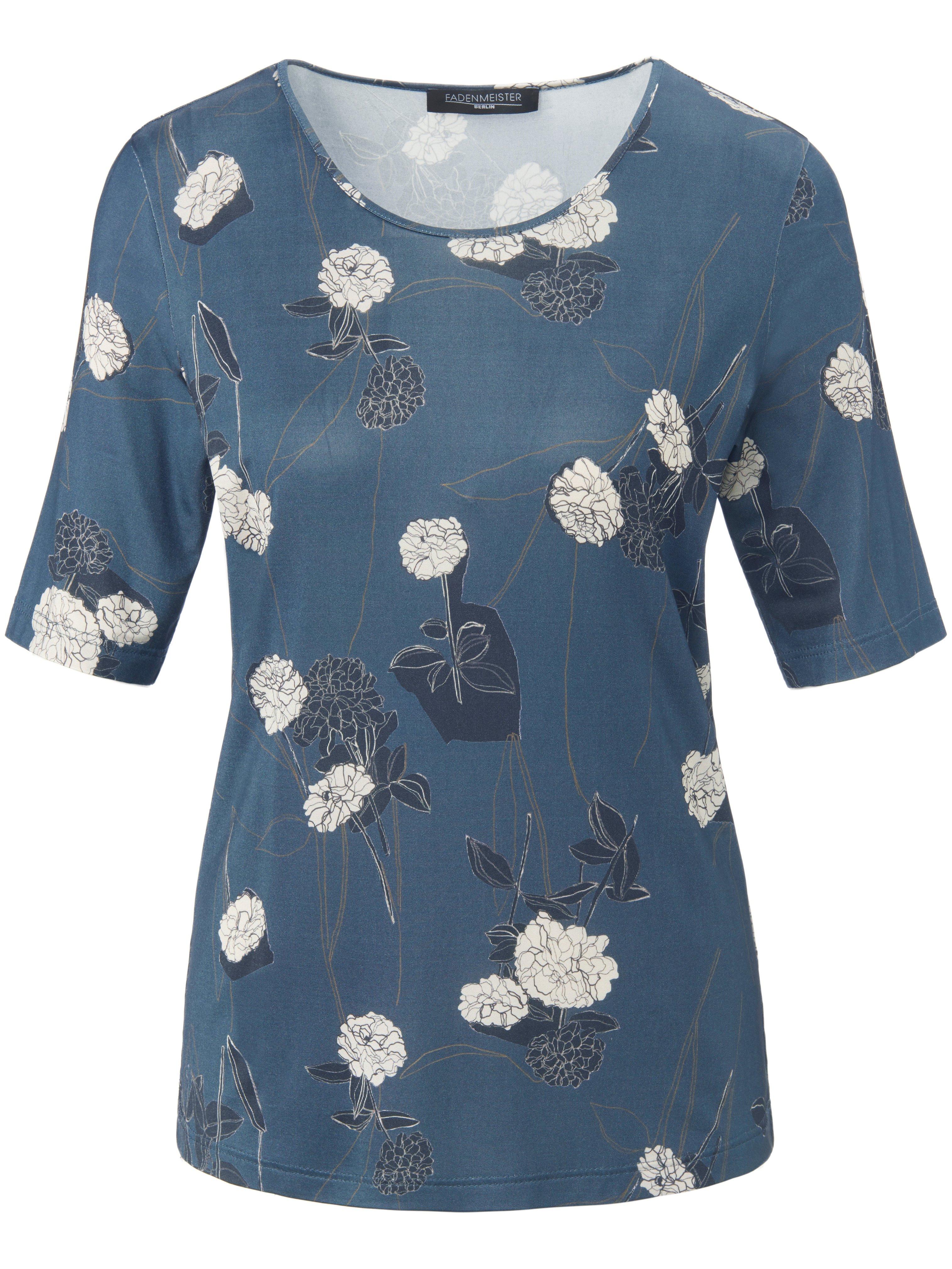 Shirt ronde hals en bloemenprint Van Fadenmeister Berlin blauw