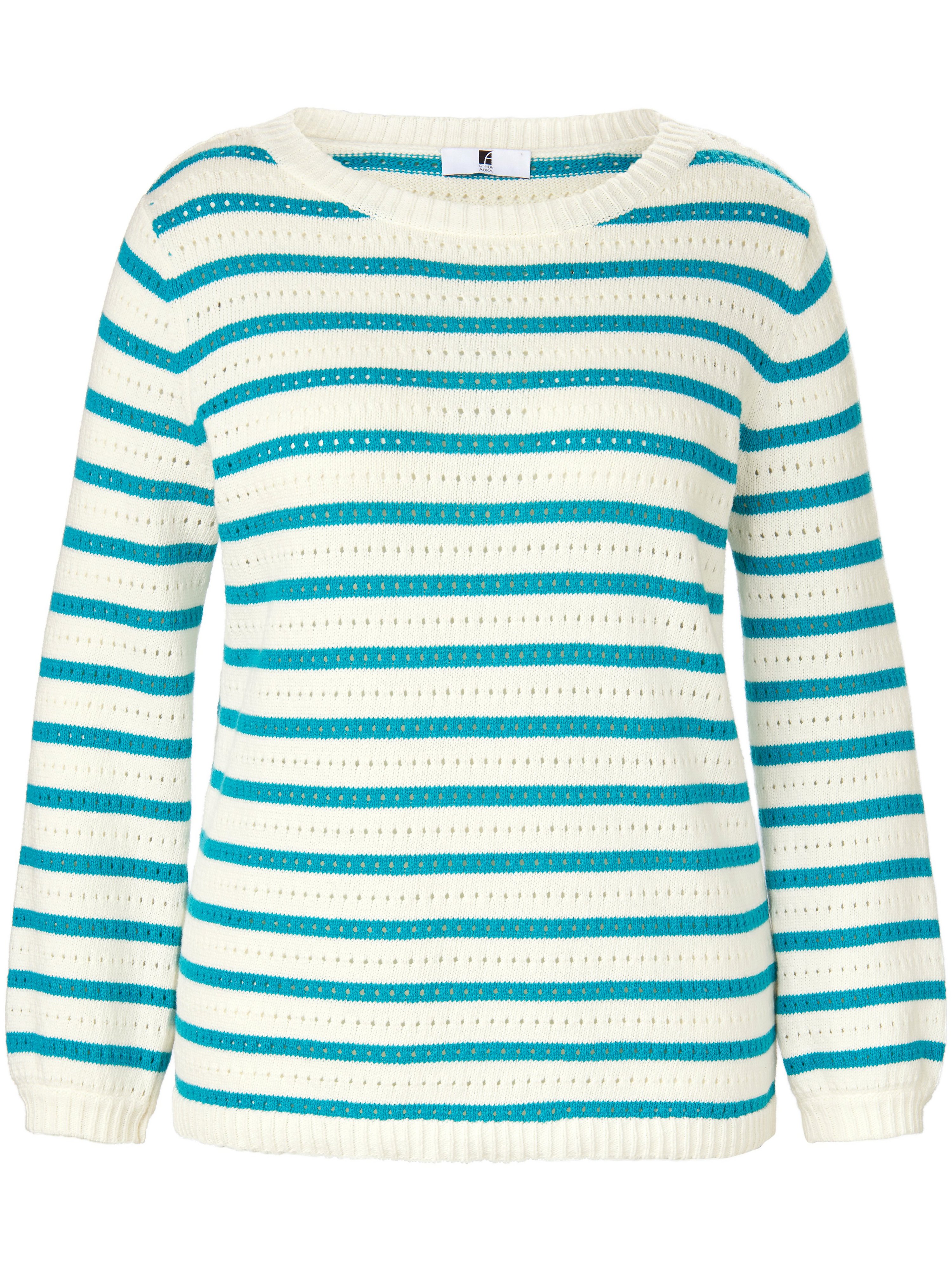 Le pull 100% coton  Anna Aura turquoise taille 54