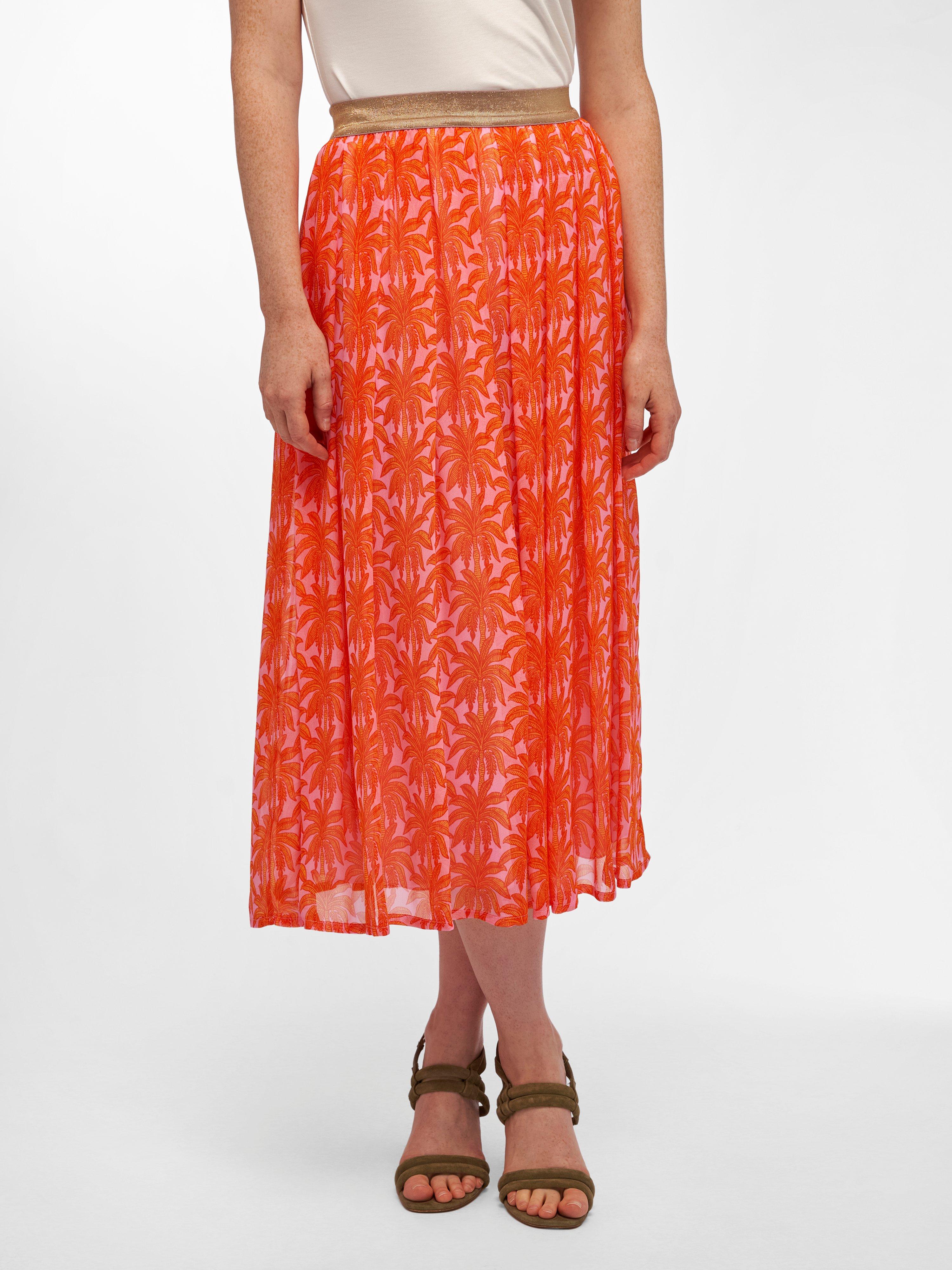 Gorgelen mozaïek methodologie gardeur - Rok met palmenprint - roze sorbet/oranje