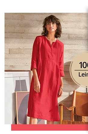 Kleid mit 3/4-Arm aus 100% Leinen (14965877)