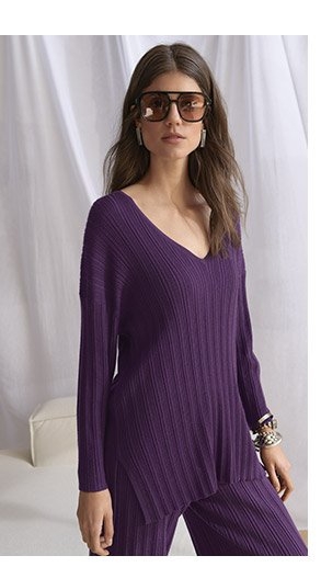 V-Pullover mit 3/4-Arm (80426288)